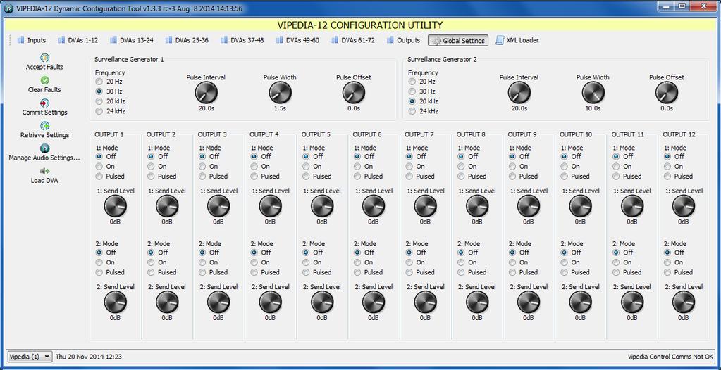 5.3.3.2 Configuring the Output Surveillance Tone The VIPEDIA-12 is capable of generating and superimposing up to two surveillance tones at each audio output.