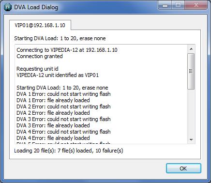 not erase and add 10 DVAs Phase Front Panel DVA Load Dialog