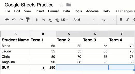 Using Formulas & Functions NOTE: To repeat a function over different rows or columns, click and drag