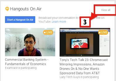 Select and Click > Hangouts, a new window will appear and scroll down to find Hangout On