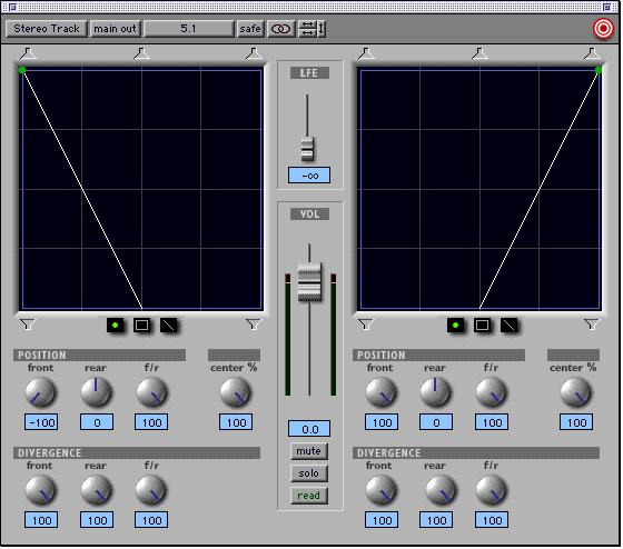 Output Window Surround Panning Surround pan controls are integrated into the Pro Tools interface, with each track supporting independent panning on its outputs and sends.