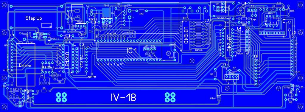 Master PCB 237mm x 78mm Display PCB 6 x IV-11 VFD Tubes +