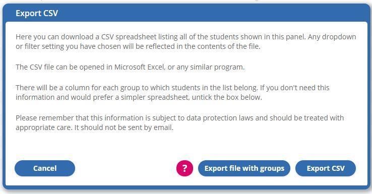 Manage multiple pupils via CSV If your school has pupil accounts already set up within the Admin Hub and your want to edit their details or groups your can use the export CSV function.