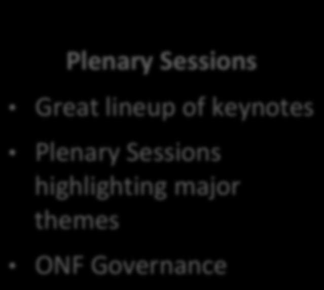 Plenary Sessions Great lineup of