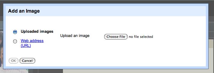 Then, like the documents, you ll need to chose and upload your image. Once the image has been uploaded click ok.