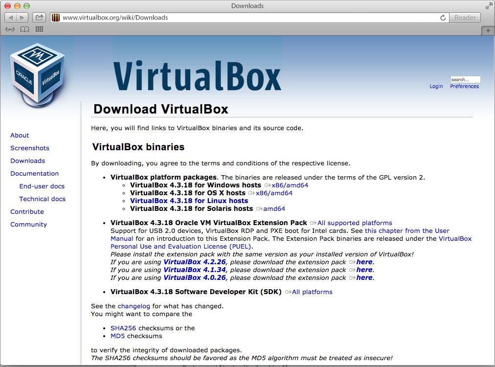 Chapter 2 - Required Software and Components 7 VirtualBox Download Page Go to www.virtualbox.