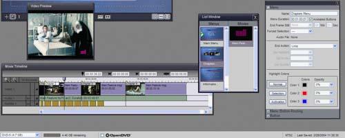 video, Dolby Digital and MPEG-1 Layer 2 audio Page 5 Sonic DVD Producer Author Menu Editor Palette window: Import assets Video Preview window