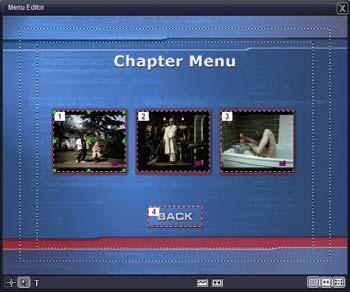 DVD Producer Create Menus Composite in Menu Editor Add to List Window Menus column Drag to create buttons Or Photoshop overlay layer Select tool: