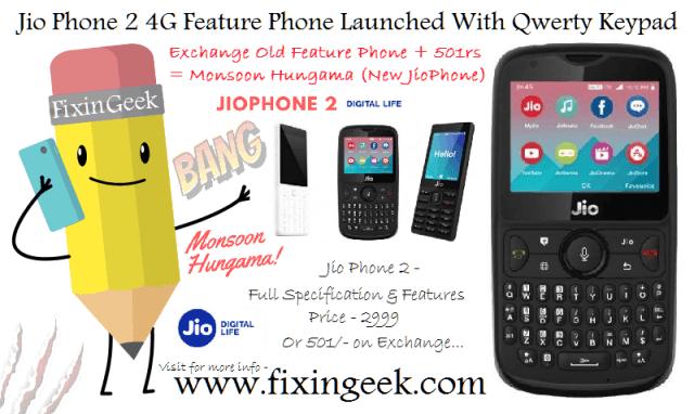Jio Phone 2 4G Feature Phone Launched With Qwerty Keypad Hey friends, Welcome to our next article by this article you will we know about the Jio phone2 launch with