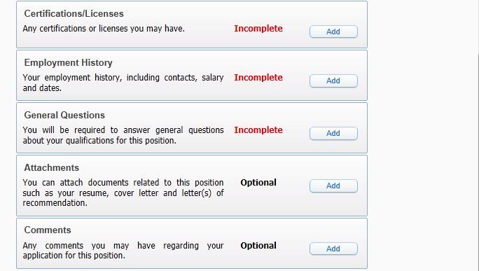The buttons to the right of the position information will allow you to: [Submit to HR] Submit your completed application to HR.