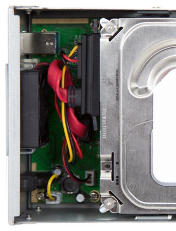 NOTE: the red SATA cable used to connect the second hard drive has been removed in order to provide a better image.