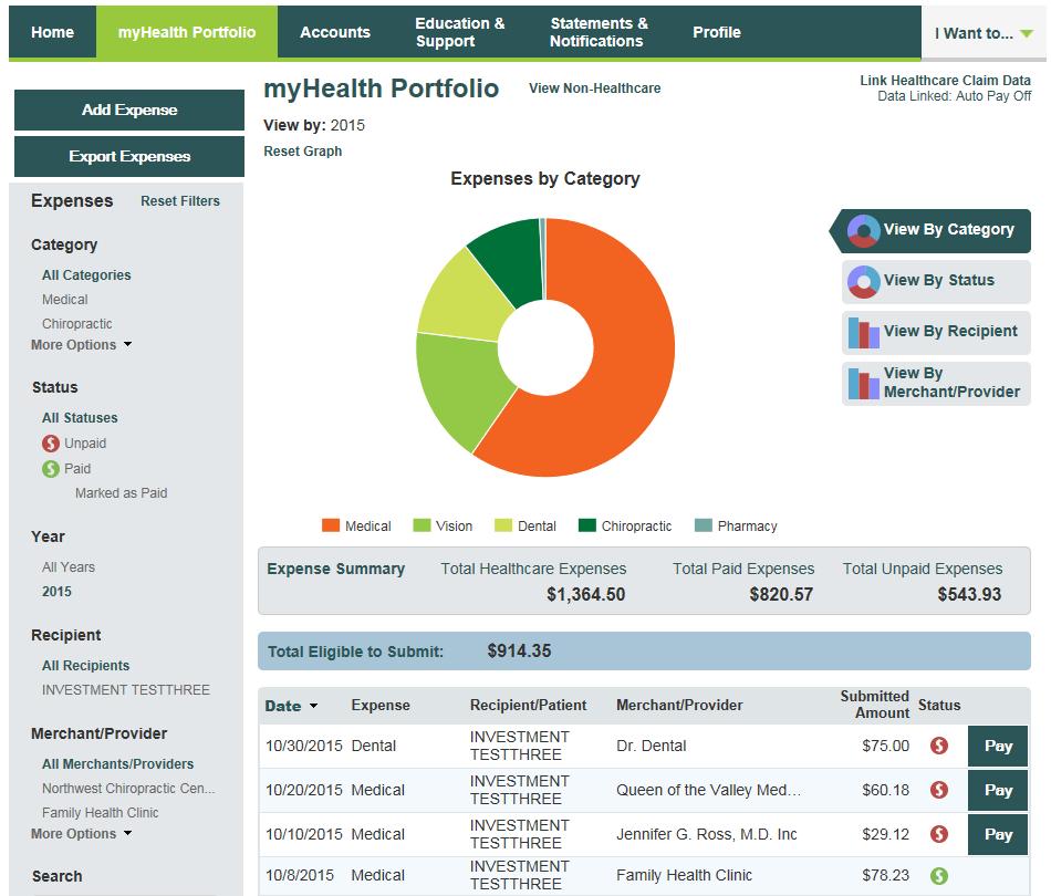 It is a self service dashboard that allows you to: Store health expense data and receipts File claims or distribution requests Initiate a provider payment View an easy-to-read snapshot of your