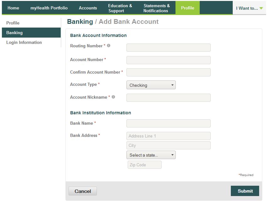Add External Bank Account You must have an active external bank account on file in order to make an online contribution to or reimburse yourself from your HSA.