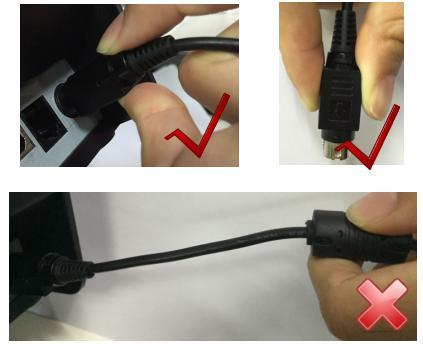 Notes: Please only use the power adapter recommended by supplied or equivalent products; When disconnecting the power adapter plug, handheld plug connector housing, to avoid the pulling on the cable
