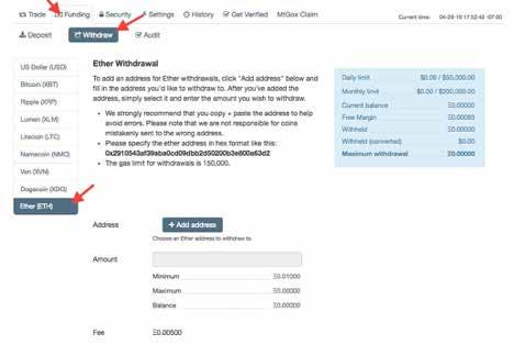 Transfering Ether from Kraken to your wallet 1. Log in to your Kraken account. 2. Click on the Funding tab, select Withdraw and then click on Ether (ETH) at the bottom. 1. Click the + Add address button.