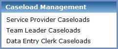 Caseload Management Administrators and Team Leaders, if assigned the Manage Caseloads permission, can manage caseloads in the Caseload Management folder.
