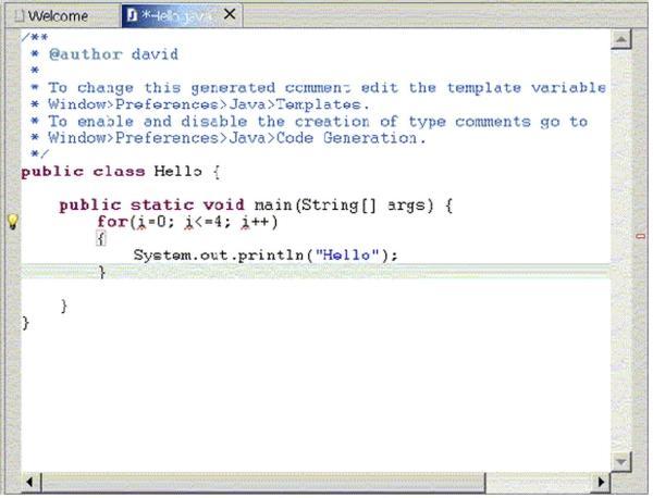 Hello Class You'll notice some of the editor's features as you type, including syntax checking and code completion.