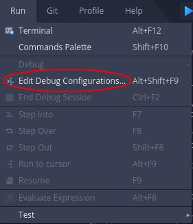 Chapter 10. Setting up the debugger To debug your project code, set up the Che workspace Debugger feature: 1. In your workspace, click the debug option in the debug button. 2.
