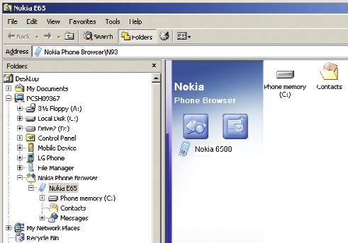 Transfer files between your mobile and PC Helpful information Synchronise contacts and calendar > Connect your mobile and PC using the USB cable. > On your Nokia 6500, select PC Suite.