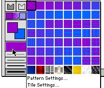The tiles are the bottom row of patterns in a set design and colour. To make your own tiles select Tile Settings.