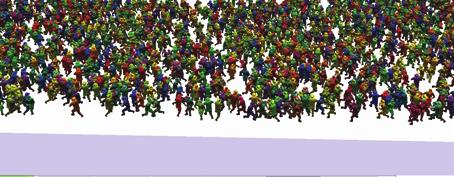 A walking animation of 6 frames using 16 8 viewpoints with 64 64 pixels impostors requires 3 MB of texture memory per character.