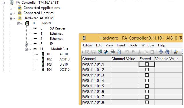 Connecting Variables to I/O Channels Section 1 Basic Functions and Components Controller_1 Hardware pos. 0 Position 11 Unit 11.1 Channel 1 = Figure 34.