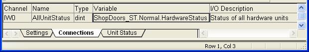 Similar to Unit Status, the user can choose to connect a variable of simple data type dint or a variable of the structured data type HWStatus.
