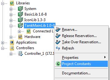 To add project constants to library, right-click the library folder and select Project Constants. Figure 47. Adding Project Constants c.