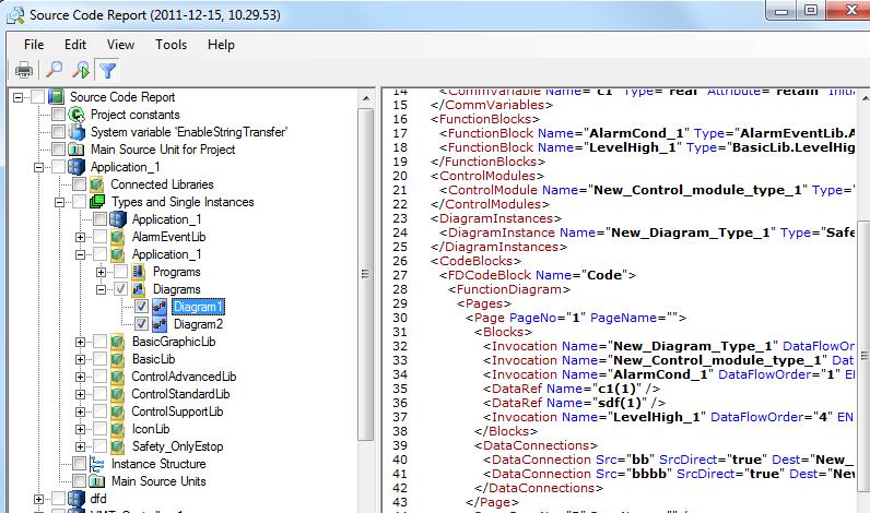 Section 1 Basic Functions and Components Reports Generated at Download Source Code Report Generated for Project in Control Builder To generate a source code report for the project in the Control
