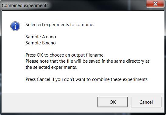 Close Experiment Click the Close Experiment tab to close the current experiment and clear graphs and results from the screen Combine Experiments Multiple experiments can be combined into a single
