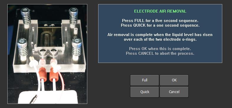 Once the sample has been loaded, click the Electrode Air Removal button on the Zeta Hardware tab for