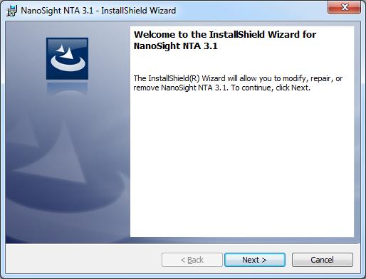 Installation Instructions In order to install the software you will need the installer file called NanoSight NTA 3.1 Installer.exe.