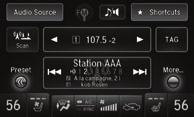 Select Edit Order to arrange audio icons to your preference. Sound: Adjust sound settings. Shortcuts (Audio tab): Store or select up to six AM, FM, or XM stations or HDD tracks.