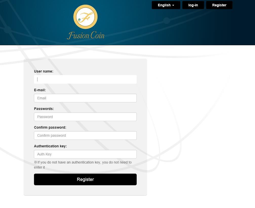 How to use Fusioncoin Wallet < How to make an account > Please click Register Type your user