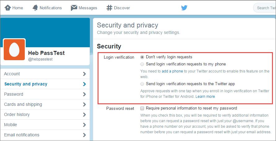 14 3.2. Potential alerts to the account owner 3. Twitter users can set a login verification (two-step authentication for their account). By default, this option is not enabled.