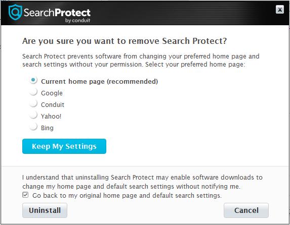 Conduit Search. The Conduit Search New Tab and 404 Error pages revert on Search Protect uninstall.