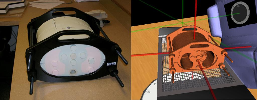 Fig. 5 The phantom device: real environment (left) and simulated environment (right).