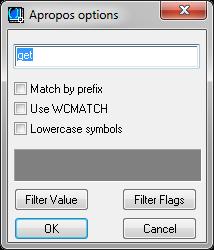 Apropos Apropos allows you to locate symbols and quickly get to the help files on the function in the case of the built-in functions.