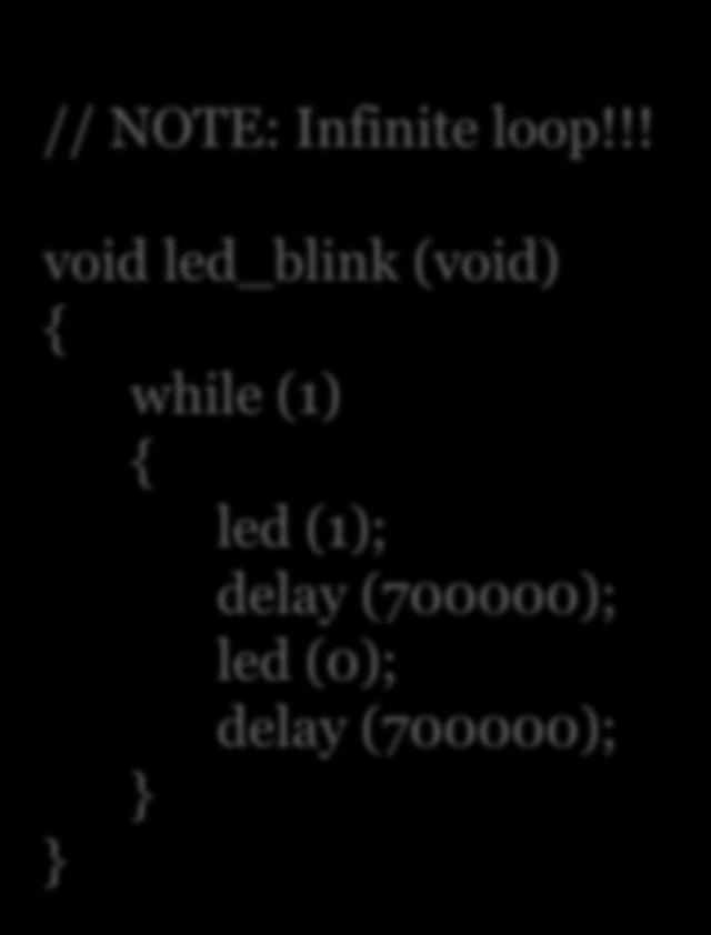 temp &= ~(1 << 6); SETREG (GPIO_REG, temp); // NOTE: Infinite loop!