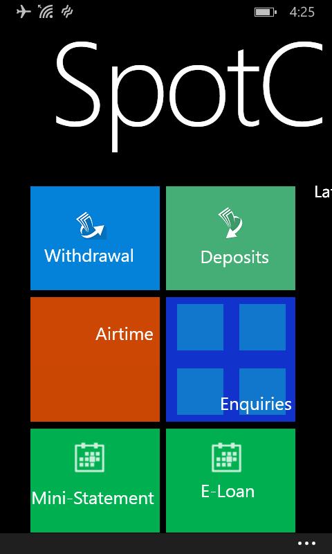 Windows Phone Dashboard 3.1 Withdrawal The withdrawal function allows customers to withdraw money from their FOSA account to their M-pesa.