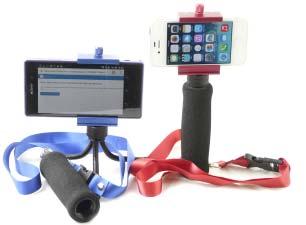 Universal CelPhonPod Model # 30-888B, Blue color 30-888R, Red color The CelPhonPod is our latest design of cell phone hand grip with built-in tripod.