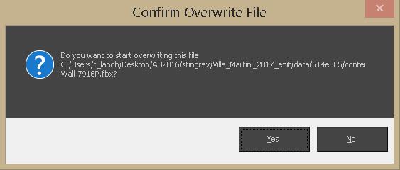 3ds Max asks if you want to overwrite the.