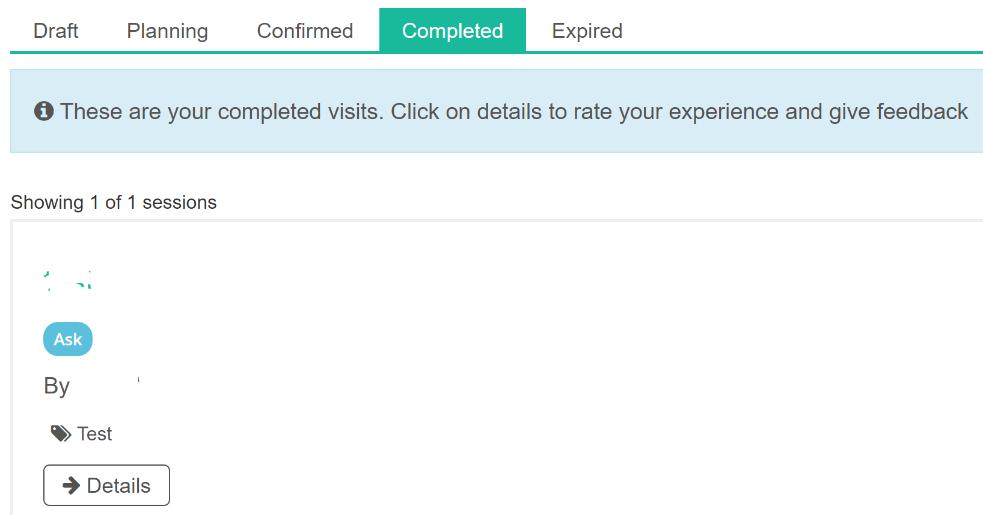 See the bottom image in Step 7 of the previous page for navigating to your in-person requests from the dashboard. See the example of confirmed in-person visits in the image below.