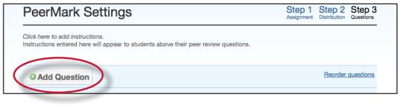 Free response questions allow an instructor to pose these questions for students to answer in their peer review and can include minimum length requirements.