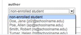 3a. Select an enrolled student name using the pull-down menu on the submission page.