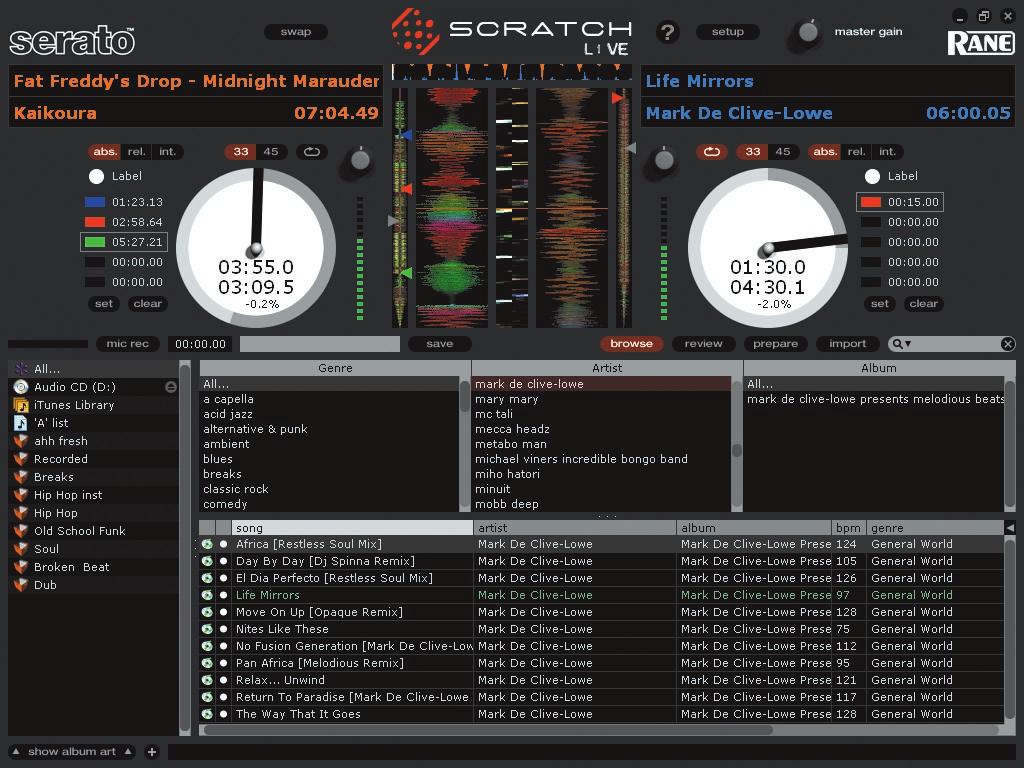Grouping tracks into crates Scratch LIVE supports several ways of organizing and sorting your file library.