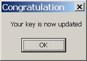 After a few seconds, a pop-up message will confirm the update with Your key is now updated, indicating that the dongle has been updated.