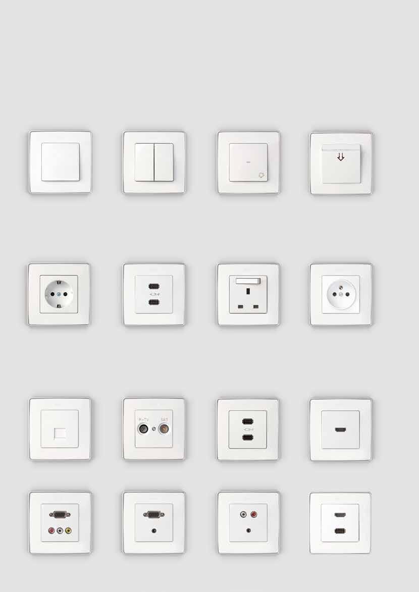 _ OVERVIEW _ MECHANISMS Circuit breaker _ POWER OUTLETS Dual circuit breaker Illuminated Card Reader Schuko Socket Base USB Charger