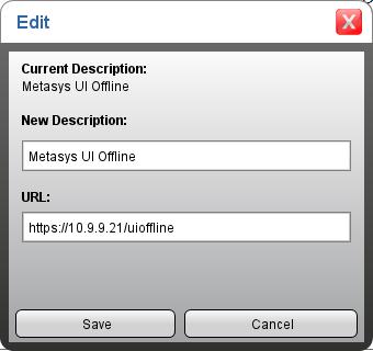 Figure 6: Edit Bookmark Profile 3. Type a new description and URL. 4. Click Save. The profile is saved with your changes, and the Launcher main screen appears, indicating the changes made.