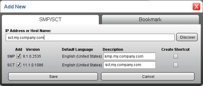 Figure 2: Specify SMP/SCT Profile Name 5. Click Add to add the entry to the SMP and SCT profiles on the Main screen. If you do not click Add for at least one of the choices, the changes are not saved.